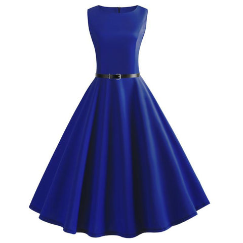 Image of Pure Color Tea Party Hepburn Dress - Itopfox