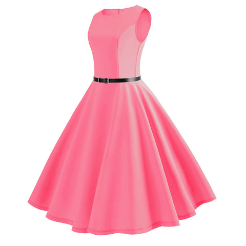 Image of Pure Color Tea Party Hepburn Dress - Itopfox