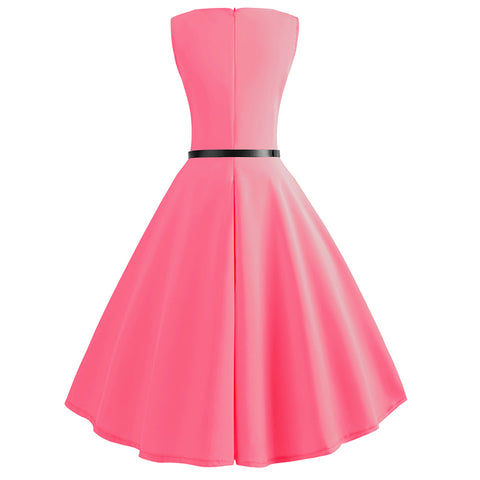 Image of Pure Color Tea Party Hepburn Dress - Itopfox