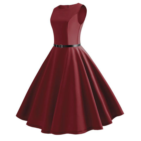 Image of Pure Color Tea Party Hepburn Dress - Itopfox