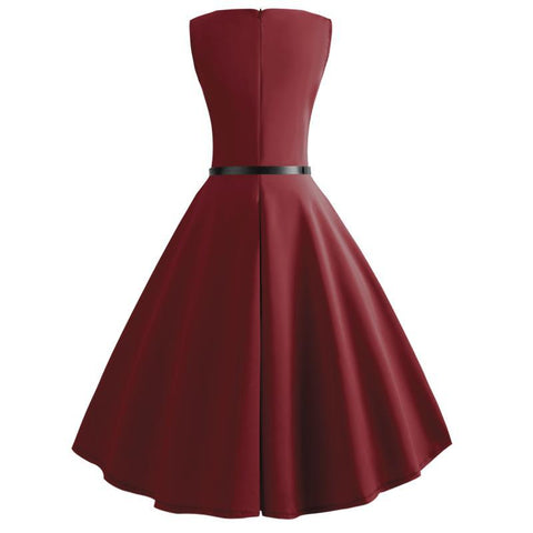 Image of Pure Color Tea Party Hepburn Dress - Itopfox