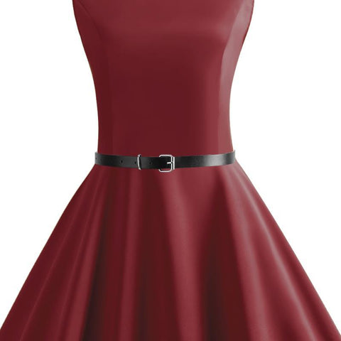 Image of Pure Color Tea Party Hepburn Dress - Itopfox