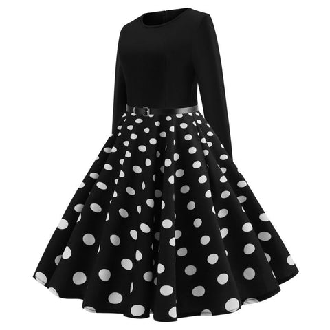 Image of Polka Dots Vintage Dress With Belt - Itopfox
