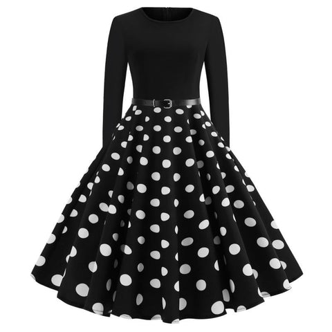 Image of Polka Dots Vintage Dress With Belt - Itopfox