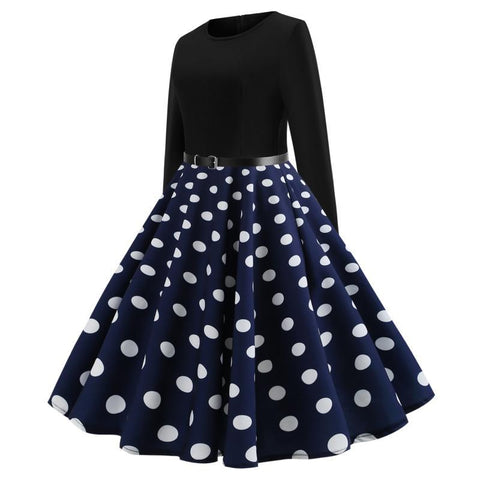 Image of Polka Dots Vintage Dress With Belt - Itopfox