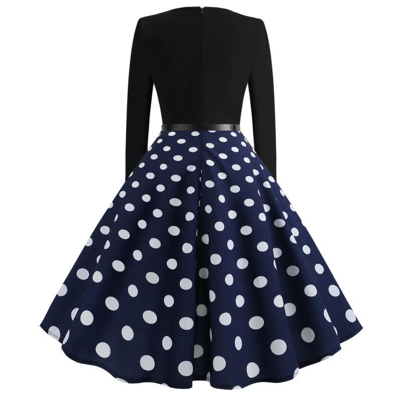 Polka Dots Vintage Dress With Belt - Itopfox