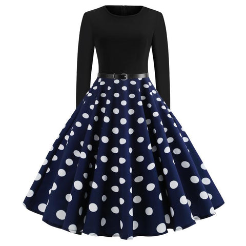 Image of Polka Dots Vintage Dress With Belt - Itopfox