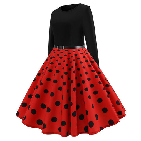 Image of Polka Dots Vintage Dress With Belt - Itopfox