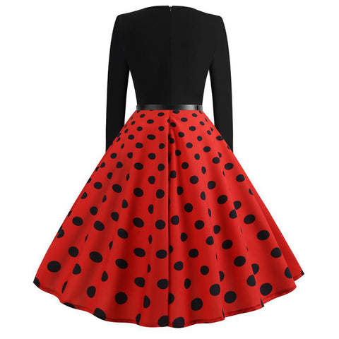 Image of Polka Dots Vintage Dress With Belt - Itopfox