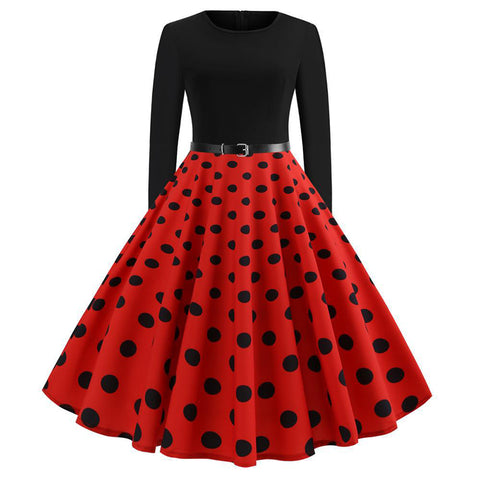 Image of Polka Dots Vintage Dress With Belt - Itopfox