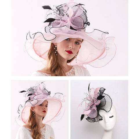 Image of 2-In-1 Fascinator Gauze Church Hat - Itopfox