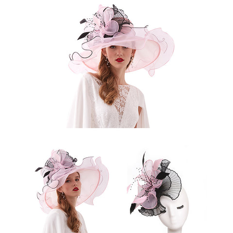 Image of 2-In-1 Fascinator Gauze Church Hat - Itopfox