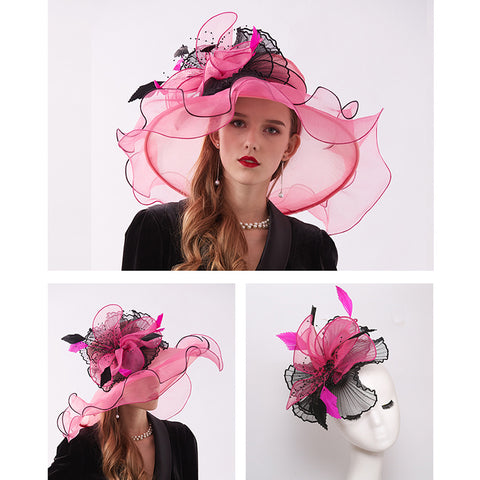 Image of 2-In-1 Fascinator Gauze Church Hat - Itopfox