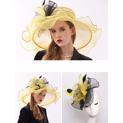 Image of 2-In-1 Fascinator Gauze Church Hat - Itopfox