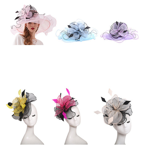 Image of 2-In-1 Fascinator Gauze Church Hat - Itopfox