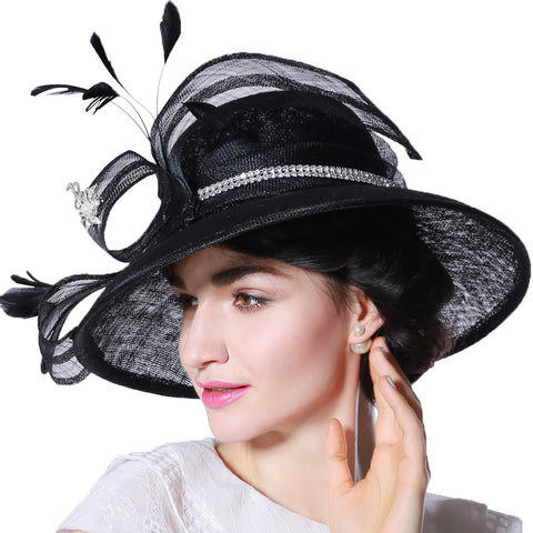 Image of Wide Brim Organza Cloche Hat - Itopfox