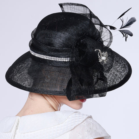 Image of Wide Brim Organza Cloche Hat - Itopfox