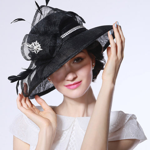 Image of Wide Brim Organza Cloche Hat - Itopfox
