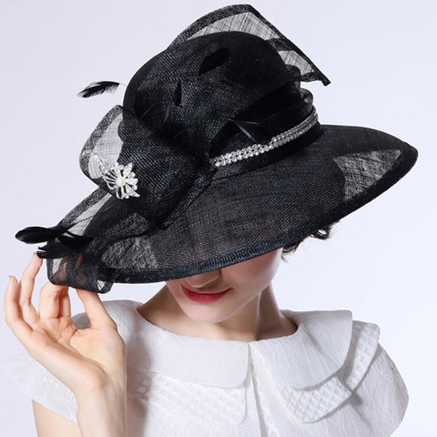 Image of Wide Brim Organza Cloche Hat - Itopfox