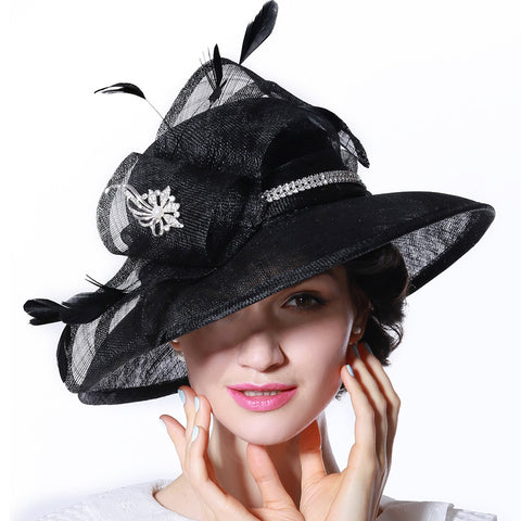 Image of Wide Brim Organza Cloche Hat - Itopfox