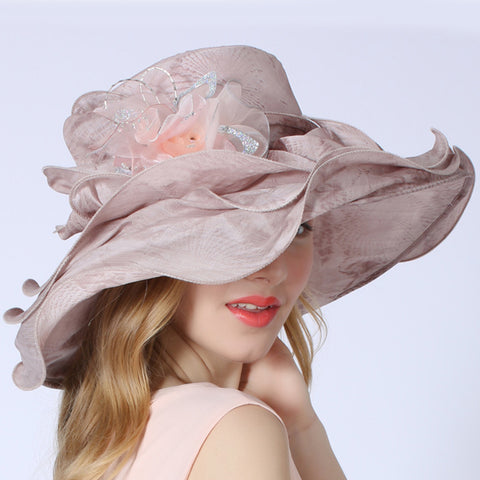 Image of Linen Wide Brim Derby Hat - Itopfox