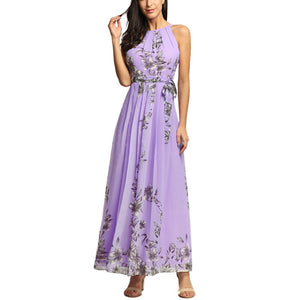 Plus Size Chiffon Halter Maxi Dress - Itopfox