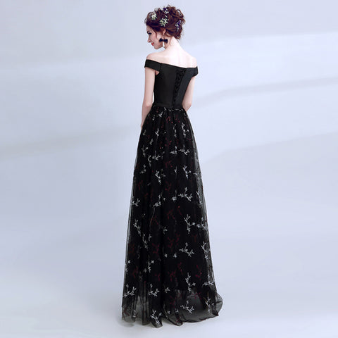 Image of V-Neck Evening Cocktail Black Dress - Itopfox