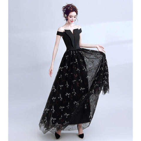 Image of V-Neck Evening Cocktail Black Dress - Itopfox
