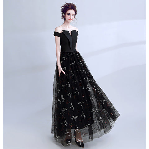 Image of V-Neck Evening Cocktail Black Dress - Itopfox