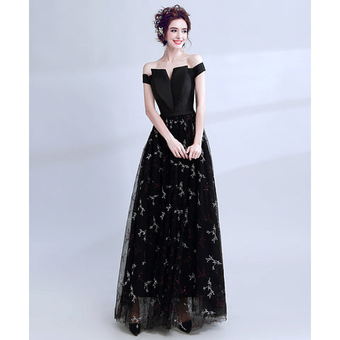 Image of V-Neck Evening Cocktail Black Dress - Itopfox