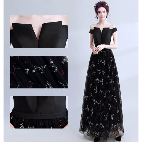 Image of V-Neck Evening Cocktail Black Dress - Itopfox