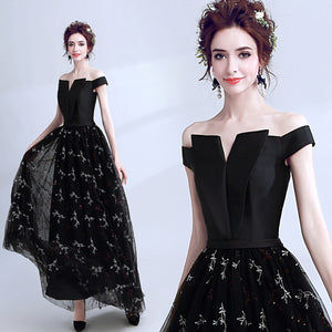 V-Neck Evening Cocktail Black Dress - Itopfox
