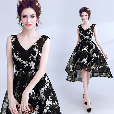 Image of Irregular Hem Floral Cocktail Dress - Itopfox