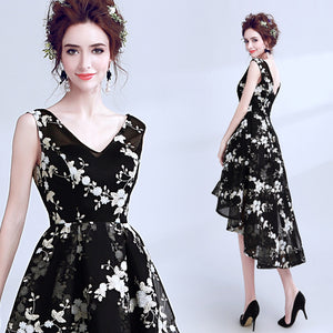 Irregular Hem Floral Cocktail Dress - Itopfox