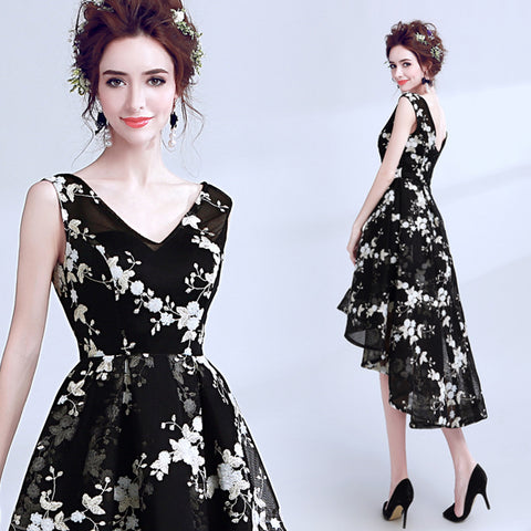 Image of Irregular Hem Floral Cocktail Dress - Itopfox