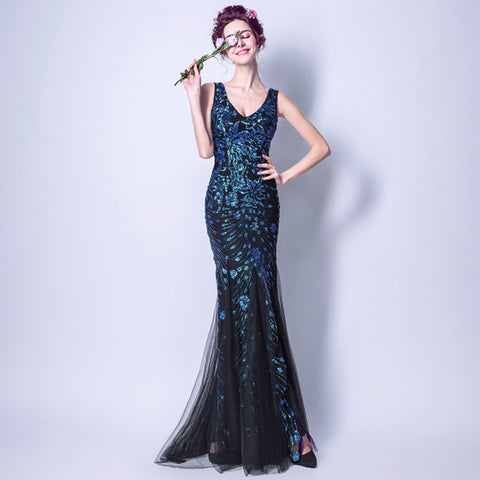 Image of Deep V-Neck Maxi Prom Dress - Itopfox