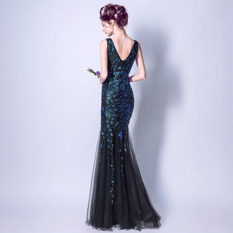 Image of Deep V-Neck Maxi Prom Dress - Itopfox