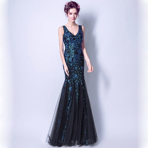 Image of Deep V-Neck Maxi Prom Dress - Itopfox