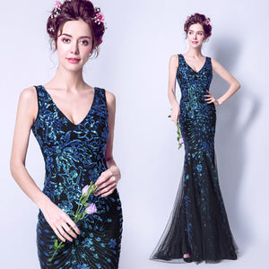 Deep V-Neck Maxi Prom Dress - Itopfox