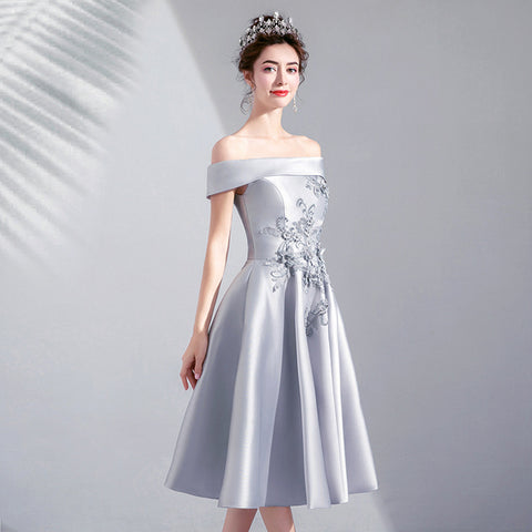 Image of Boat Neck Bridesmaid Dress - Itopfox