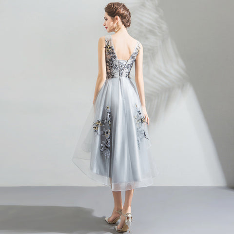 Image of Irregular Hem Midi Homecoming Dress - Itopfox