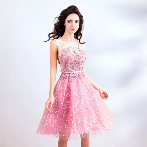 Image of Sleeveless Paillettes Homecoming Dress - Itopfox