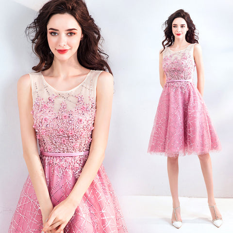 Image of Sleeveless Paillettes Homecoming Dress - Itopfox