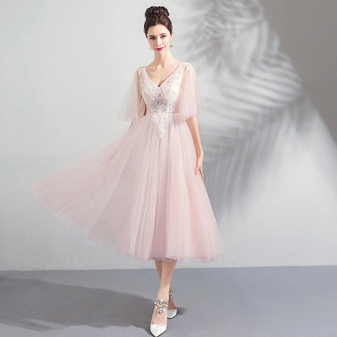 Image of Flare Sleeve Midi Bridesmaid Dress - Itopfox