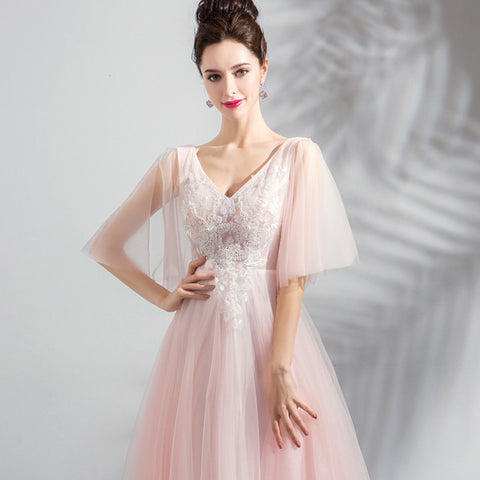 Flare Sleeve Midi Bridesmaid Dress - Itopfox