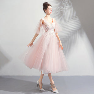 Flare Sleeve Midi Bridesmaid Dress - Itopfox