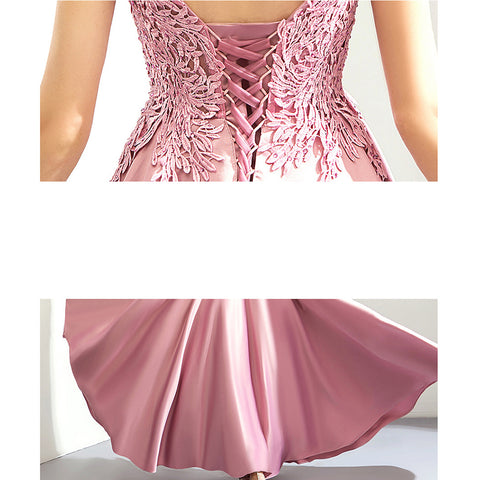 V-Neck Lace Maxi Prom Dress - Itopfox