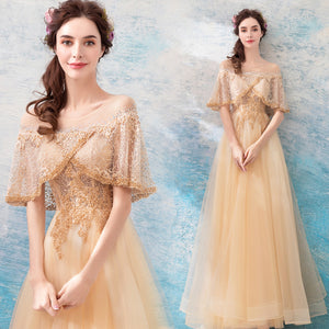 Boat Neck Lace Prom Dress - Itopfox