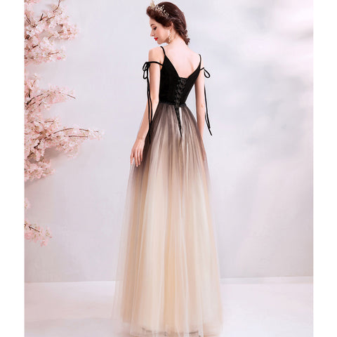 Image of Deep V-Neck Maxi Prom Dress - Itopfox