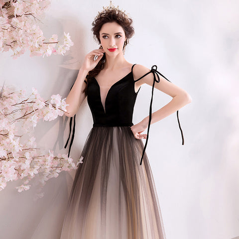 Image of Deep V-Neck Maxi Prom Dress - Itopfox